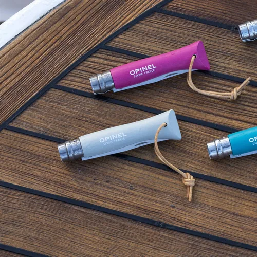 Vista 6 de Opinel No.6 Colorama - Cuchillo plegable de acero inoxidable de uso diario para bolsillo con anillo de seguridad