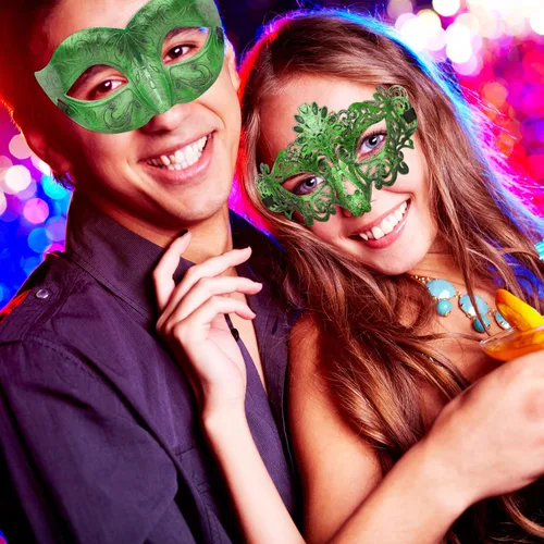 Vista 6 de FEQO 48 máscaras de mascarada, máscaras antiguas vintage venecianas