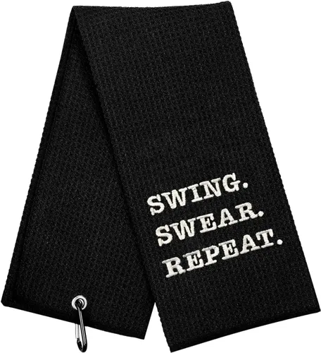 Divertida toalla de golf, swing jurar repetición, regalos de golf para hombres, accesorios de golf para hombres, toallas bordadas para bolsas con