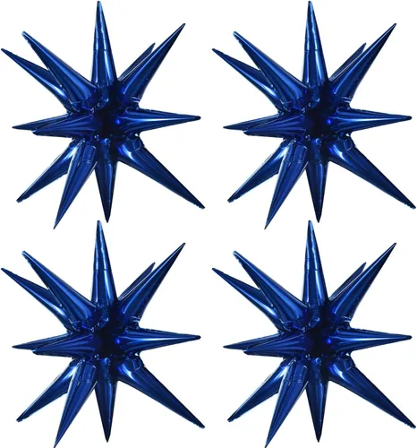 Vista 35 de TONIFUL 4 globos de estrella en explosión para decoración de fiesta de Negro (4PCS-Black)