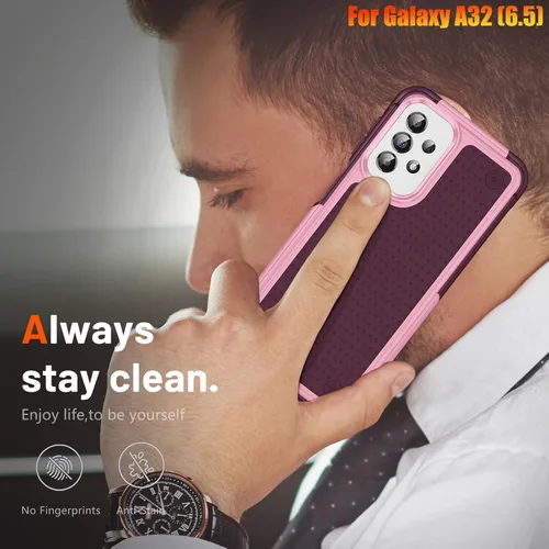 Vista 8 de Funda resistente para Samsung Galaxy A32(5G) de 6.5 pulgadas, 4 esquinas con bolsas de aire [protección contra caídas de 12 pies], agarre