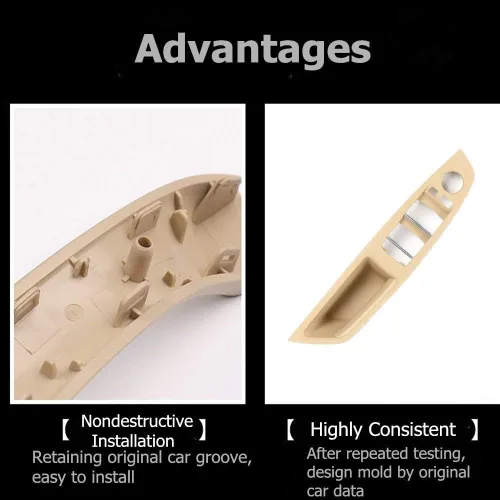 Vista 4 de YIWANG Kit de 4 piezas de panel de reposabrazos de interruptor de ventana de automóvil ABS y manija de puerta para BMW Serie 5 para reposabrazos