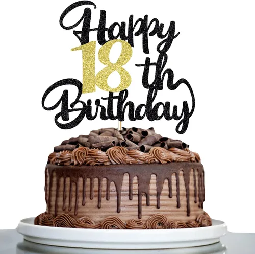 Vista 2 de Decoración para pastel de cumpleaños número 18, decoración de feliz cumpleaños para fiesta de 18 años, complemento de regalo (18)