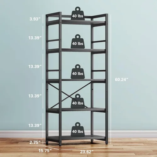 Vista 2 de Denkee Estante para hornear de 5 niveles para cocina con almacenamiento, estante industrial para microondas, barra de café para espacios pequeños