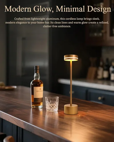 Vista 6 de Paquete de 2 lámparas de mesa LED inalámbricas recargables, 5000 mAh, portátil, funciona con pilas, lámpara táctil de escritorio, luz de mesa
