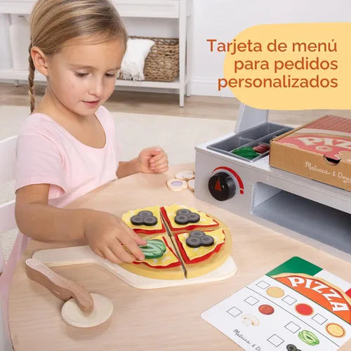 Vista 7 de Melissa & Doug - Juego de pizza de madera Top & Bake con comida de juguete (41 piezas) Juguete de preescolar, juego de comida de madera