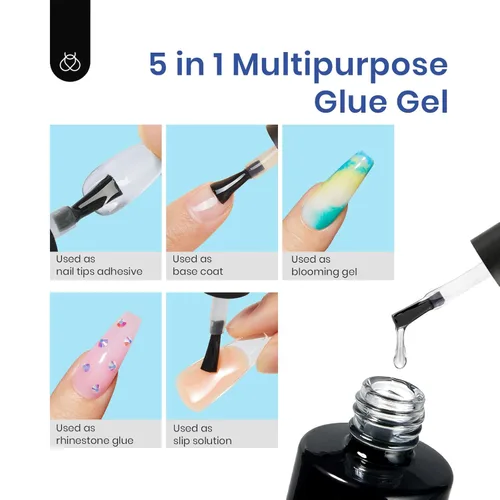 Vista 5 de Beetles - Kit de extensión de uñas de gel fácil con 500 puntas de uñas de gel suave, forma de ataúd 2 en 1, base de pegamento de uñas y lámpara LED