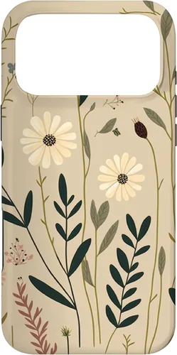 Vista 22 de Funda bohemia para iPhone 12/12 Pro beige y marrón con flores silvestres