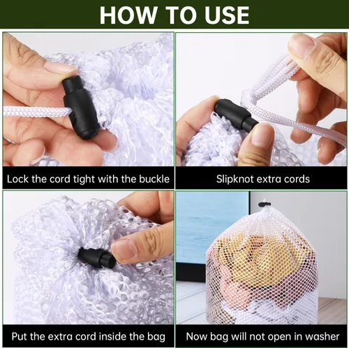 Vista 4 de 2 paquetes de bolsas de malla para lavandería, bolsa de lavandería con cordón para lavadora, bolsas de malla para lavado, bolsas de lavandería