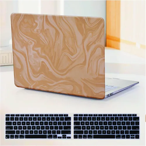 Vista 32 de Funda compatible con MacBook Air de 13 pulgadas (versión 2010-2017). Modelos: A1466 / A1369, funda rígida de piel crema texturizada a cuadros