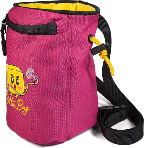 Vista 2 de Bolsa de tiza para escalada en roca Bouldering Bolsa de mantequilla Bolsillo para teléfono celular y correa ajustable en la cintura Lindo