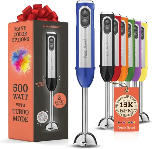 Vista 21 de Set de licuadora de inmersión multiusos, batidora de mano con potente motor de cobre de 800W, alta velocidad, modo Turbo, batidora de mano de 3 en 1