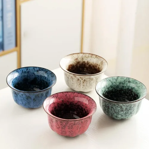 Vista 4 de Macetas para suculentas con drenaje en relieve con patrón de dragón en relieve, bandeja de bambú, maceta de cerámica, 4 piezas, macetas, macetas