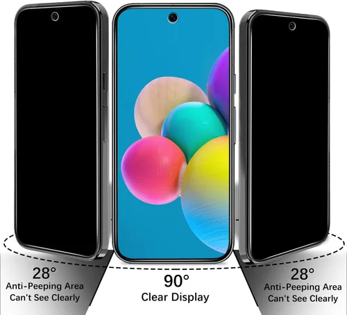 Vista 3 de Paquete de 2 protectores de pantalla de privacidad para Google Pixel 9 anti espía de vidrio templado privado con (2 unidades) protector de lente