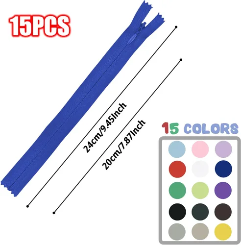 Vista 2 de DOITEM - 15 cremalleras invisibles de nailon multicolor para coser y manualidades, 15