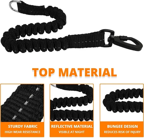 Vista 32 de Correa de perro de cuerda de 3 pies: correa resistente con gancho giratorio bloqueable, hilos reflectantes, bungee y asa acolchada - Correa