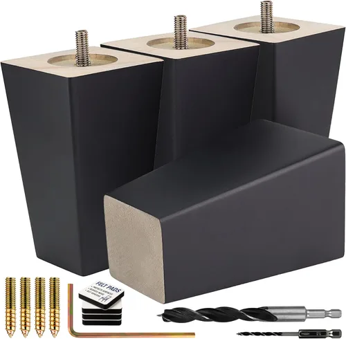 Vista 19 de Airy Abode Patas cuadradas premium de muebles en negro (kit de instalación completa) - Elige tu