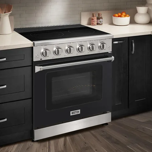 Vista 4 de KOSTCH Cocina Eléctrica Profesional de 36 pulgadas con Placa de Cocción de 5 Elementos Calefactores, Capacidad de Horno de Convección de 6.0 Pies