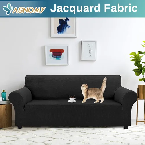 Vista 2 de Asnomy Fundas para Sofá de 3 Cojines Fundas Elásticas para Sofá Fundas Deslizantes, Protector de Mascotas Fundas para Muebles para Perros Gatos Tela