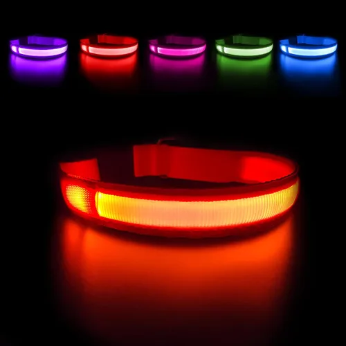 Vista 10 de MASBRILL Collares de perro con luz LED, collar de perro recargable iluminado resistente al agua, para caminar por la noche, collares para perros