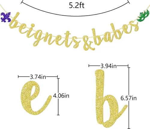 Vista 2 de Beignets & Babes Banner, decoraciones de despedida de soltera de Nola, decoraciones de despedida de soltera de Nueva Orleans, suministros