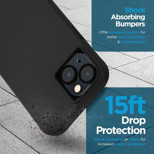 Vista 3 de Case-Mate Funda 3 en 1 para iPhone 14 Plus (negro intenso), vidrio templado y protector de lente, protección contra caídas de 15 pies, compatible