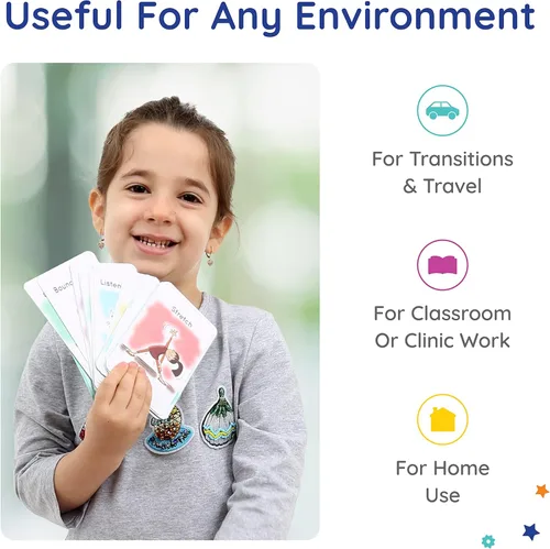 Vista 5 de Diversión y función Tarjetas visuales para calmar 25 tarjetas de comunicación con juegos de movimiento recomendados o actividades para ayudar a