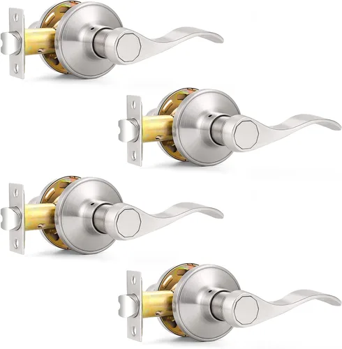 Vista 11 de Probrico Manija de Puerta Negra Palancas de Puerta de Pasaje para Puertas de Armario y Pasillo Estilo Ondulado Manijas de Puerta