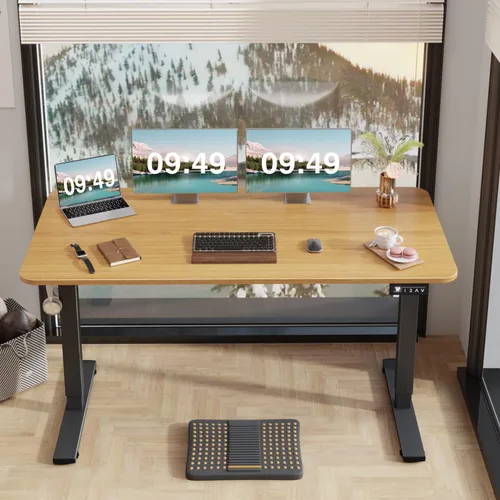 Vista 4 de Furmax Escritorio de Pie de Altura Ajustable Eléctrico Grande de 55 x 24 Pulgadas Escritorio de Sentarse y Pararse Escritorio de Computadora