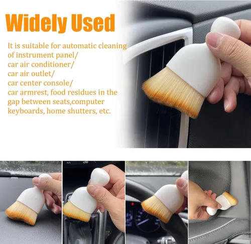 Vista 4 de Pincuttee Cepillo de detalles de coche para interior, kit de cepillo para detalles de automóvil, cepillo de cerdas suaves, herramienta universal