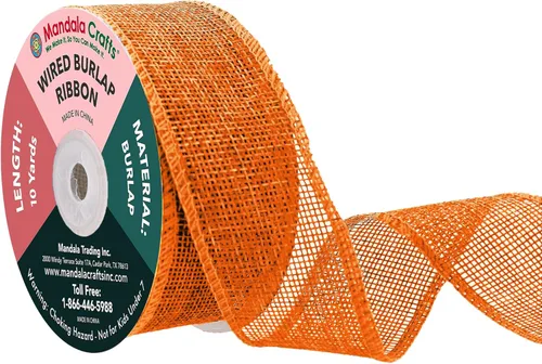 Vista 103 de Mandala Crafts Cinta de arpillera rosa con alambre de 1 pulgada de ancho para manualidades, rollo de 10 yardas de cinta rústica de arpillera