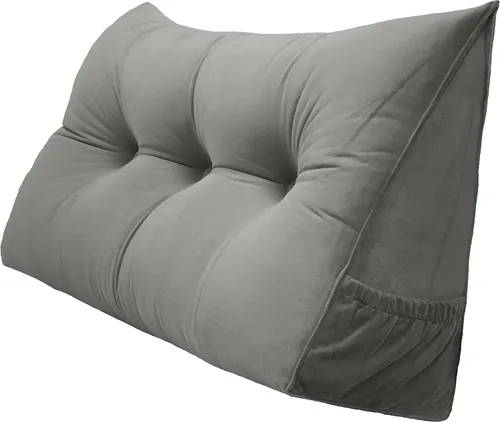 Vista 47 de Peachwell Almohada triangular de lectura para reposo en cama, cojín de refuerzo grande para cabecero, respaldo, almohada de cuña con funda extraíble