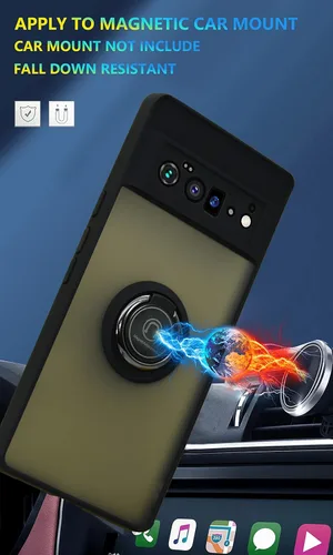 Vista 3 de Está especialmente diseñado para Google Pixel 6 Pro antiarañazos, antihuellas, soporte de anillo giratorio de 360° integrado sólido y duradero