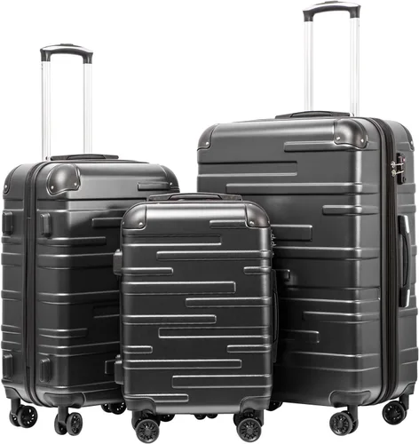 Coolife Maleta extensible (solo 28") con cerradura TSA Spinner 2-Gris