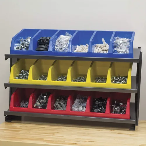 Vista 7 de Akro-Mils 30312 System Bin - Contenedor de almacenamiento con seis compartimentos, (33 x 12 x 5 pulgadas), color azul, (paquete de 5)