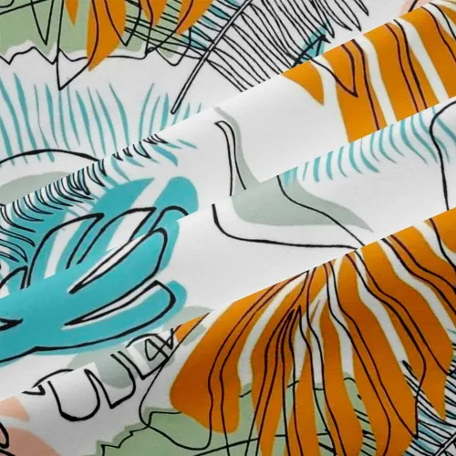 Vista 5 de Juego de funda de edredón tropical, súper suave, estampado de hojas de palma tropicales hawaianas, juego de funda de edredón de diseño único