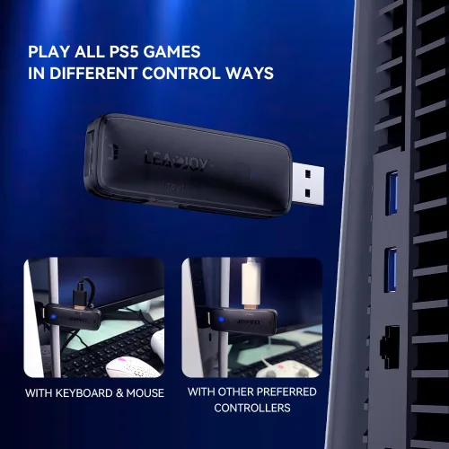 Vista 2 de Leadjoy P5 Adaptador de teclado y mouse convertidor para consola PS5, adaptador de juegos compatible con leadjoy VX2 Box, GameSir VX2 AimSwitch