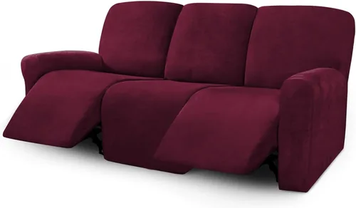 Vista 15 de ULTICOR Fundas de terciopelo para sofá reclinable de 8 piezas, fundas elásticas para sofá reclinable de 3 cojines, fundas para muebles, fundas