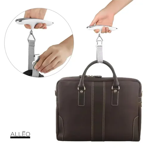 Vista 6 de Alleo Báscula de equipaje para viaje de 110 libras, báscula de equipaje precisa digital de viaje, pesadora portátil de mano con pantalla LCD
