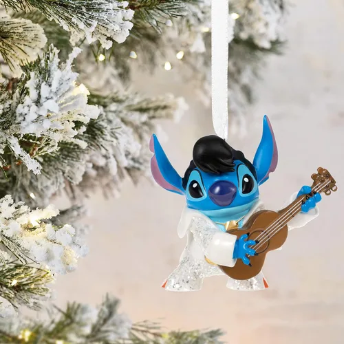 Vista 6 de Hallmark Keepsake Adorno navideño 2021, diseño de Lilo & Stitch Rockstar Stitch, porcelana