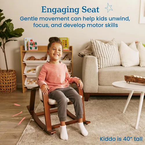 Vista 5 de ECR4Kids Mecedora Bentwood con cojín, muebles para niños, nogal oscuro