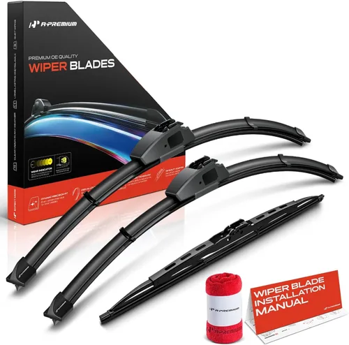Vista 65 de A-Premium Juego de 3 limpiaparabrisas con indicador de desgaste y toalla, compatible con Dodge Nitro 2007-2011, juego de escobillas