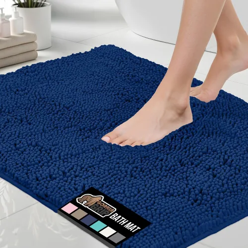 Vista 46 de Gorilla Grip - Tapete de baño de felpilla gruesa, suave y absorbente, secado rápido, de microfibra, con reverso de caucho, para piso de ducha, Negro