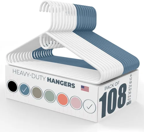 Vista 144 de Neaties Perchas de ropa resistentes paquete de 20 (24 unidades), fabricadas en los Estados Unidos, perchas de plástico de capacidad de 8 libras