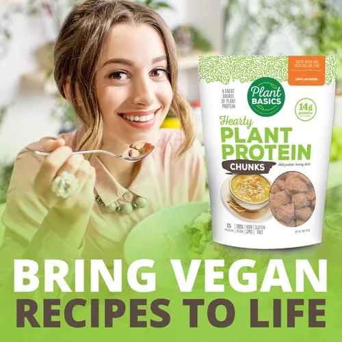 Vista 6 de Plant Basics - Proteína vegetal abundante, trozos sin sabor, 1 libra, condimento a base de plantas, como el jamón, 2 onzas, sin OMG, sin gluten
