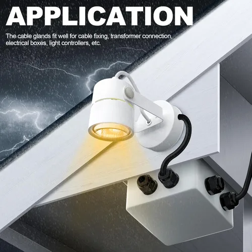 Vista 6 de Joinfworld Kit de 72 prensaestopas impermeables con alivio de tensión, conector de cordón con agarre resistente a la intemperie, paso de cable PG7