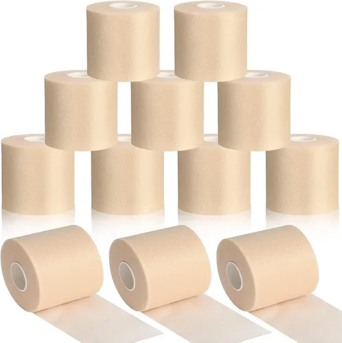 Sumind 12 rollos de cinta atlética preenvuelta a granel, cinta atlética de espuma deportiva para muñecas, manos, tobillos, rodillas, diademas de