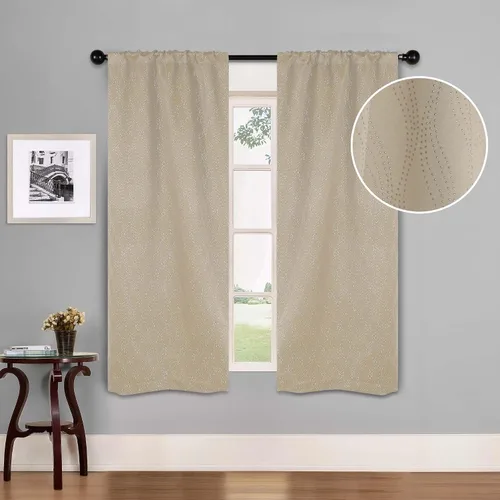Vista 15 de BLUENILEMILLS Paneles de cortinas opacas para oscurecer la habitación con bolsillo para barra, cortinas perfectas para ventanas de cocina Gris