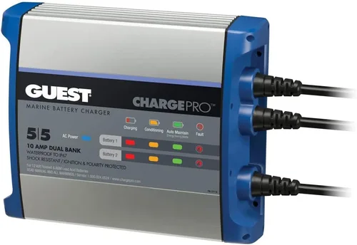 Vista 2 de Guest 2707A Guest - Cargador de batería a bordo 8A/12V, 2 bancos, entrada de 120 V