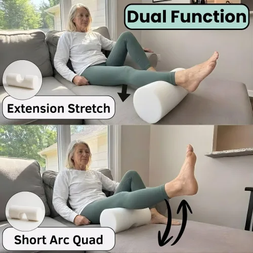 Vista 2 de KneEXT - Rollo de espuma para talón Ayuda de recuperación de reemplazo de rodilla poscirugía Cuña de doble función para extensión terminal